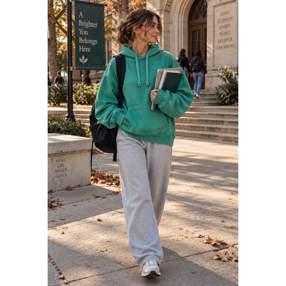 American Eagle XS Oversized Teal Green Pullover Hoodie Sweatshirt